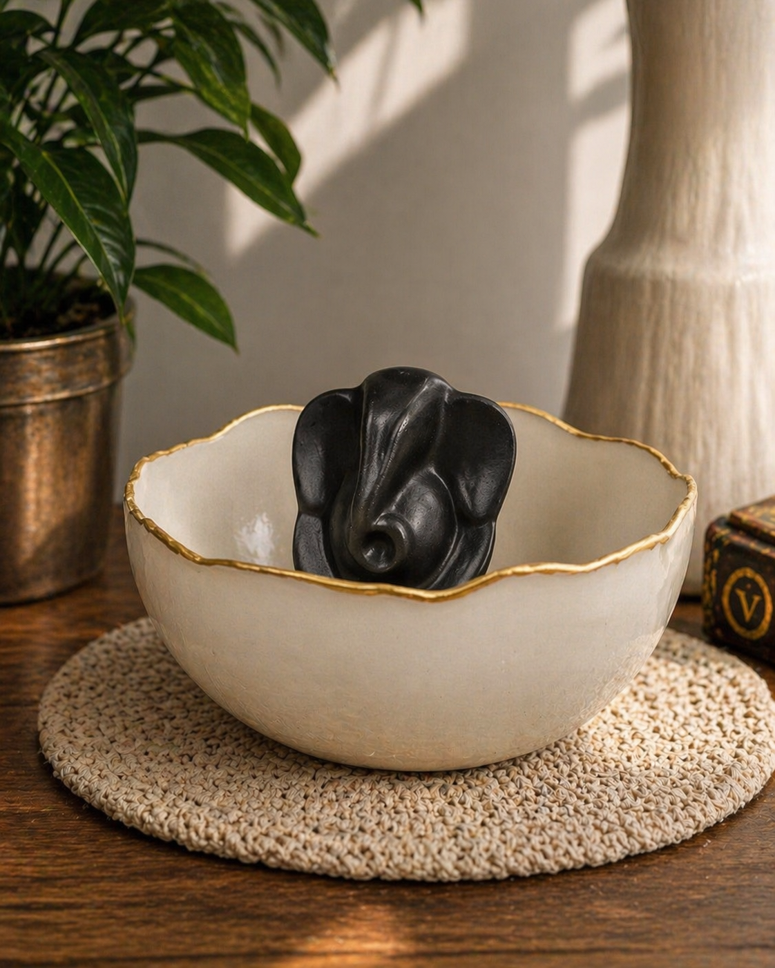 Ganesha Abundance Bowl — Pyrite Money Bowl for Wealth & Positive Energy by Leeshade