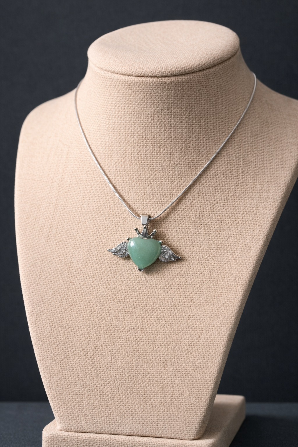 Green Aventurine Natural Pendant (Luck and Opportunity) Heart shape by Leeshade