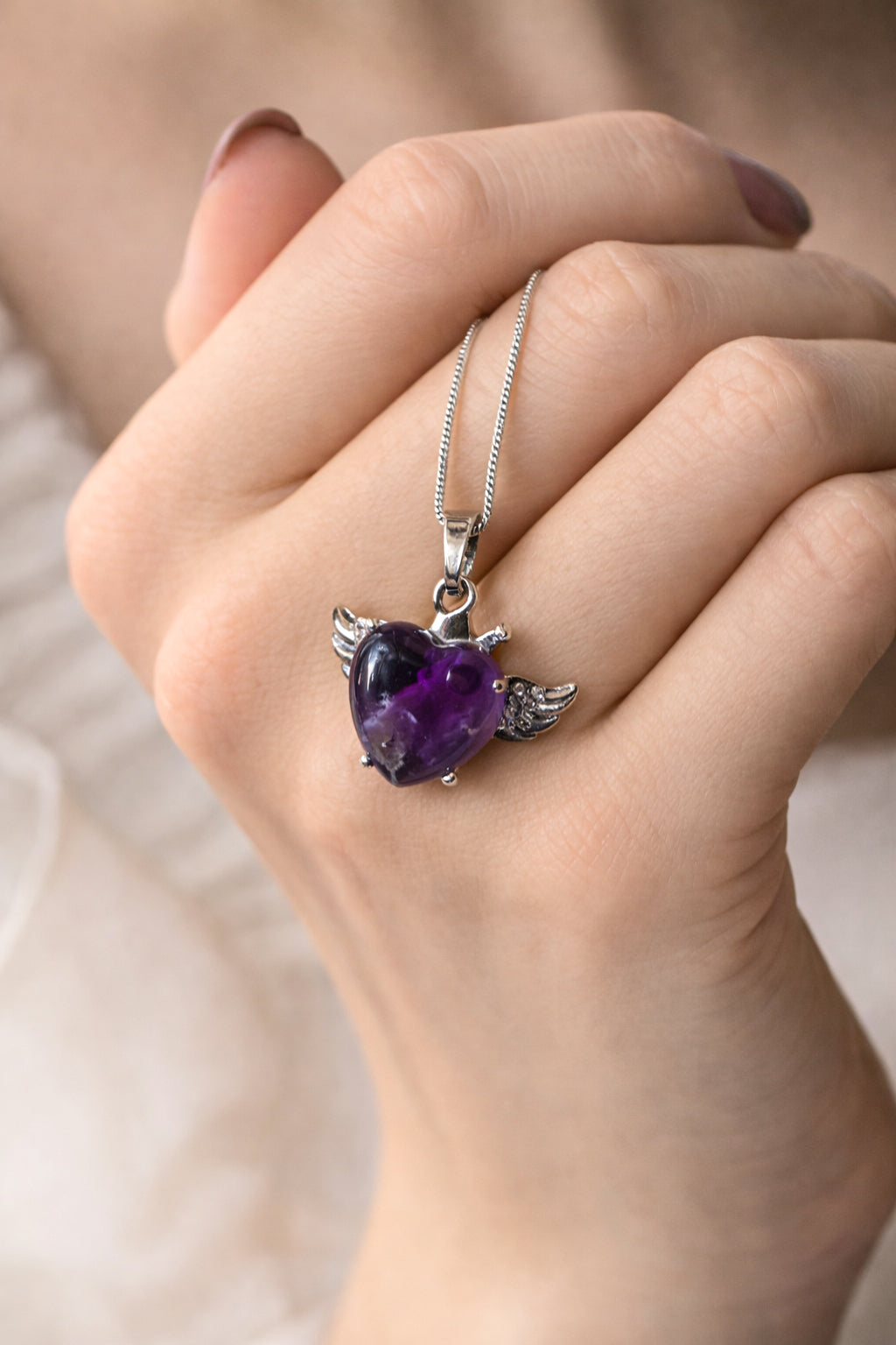 Amethyst Natural Pendant (Clarity and Spiritual Growth) Heart Shape by Leeshade