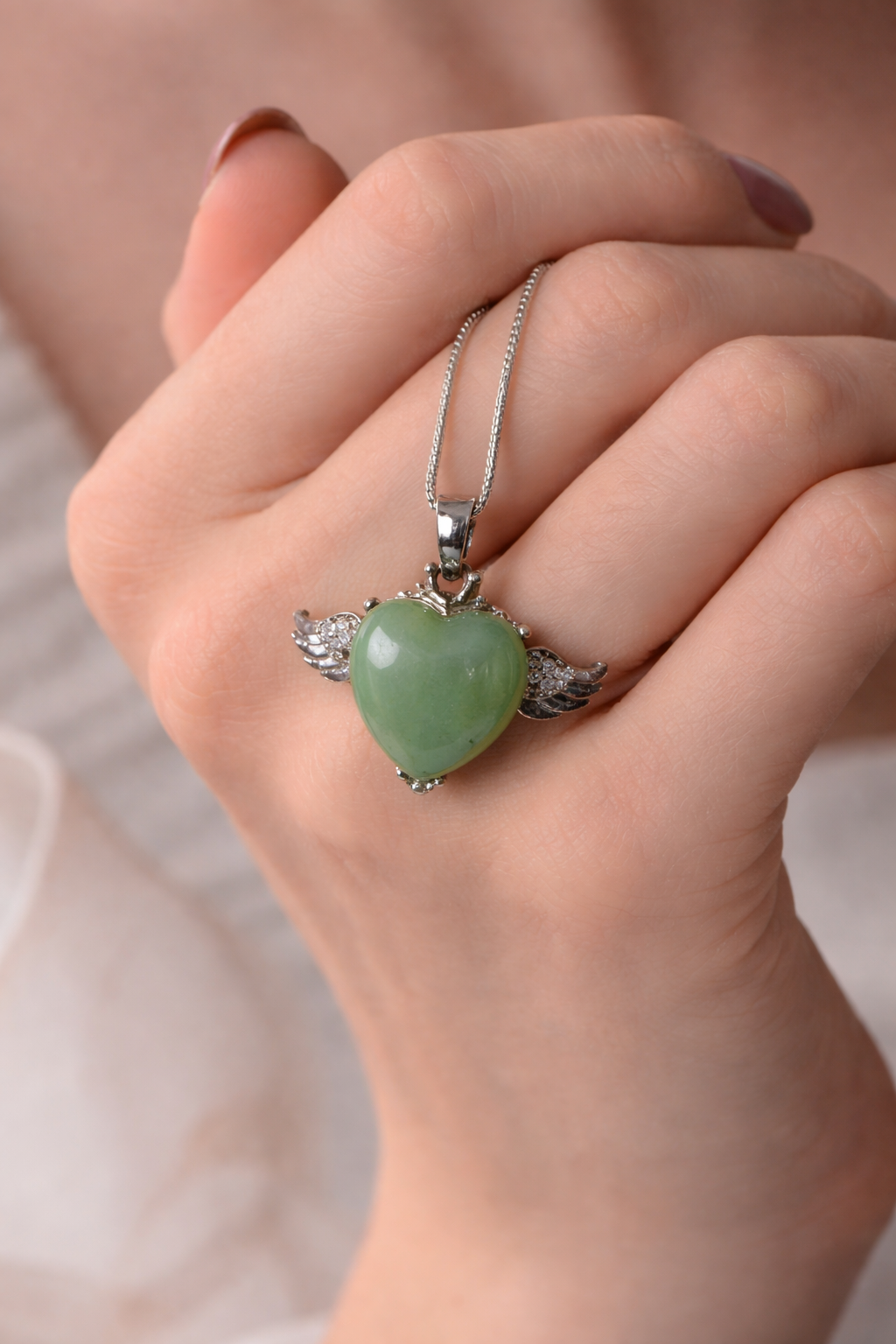 Green Aventurine Natural Pendant (Luck and Opportunity) Heart shape by Leeshade