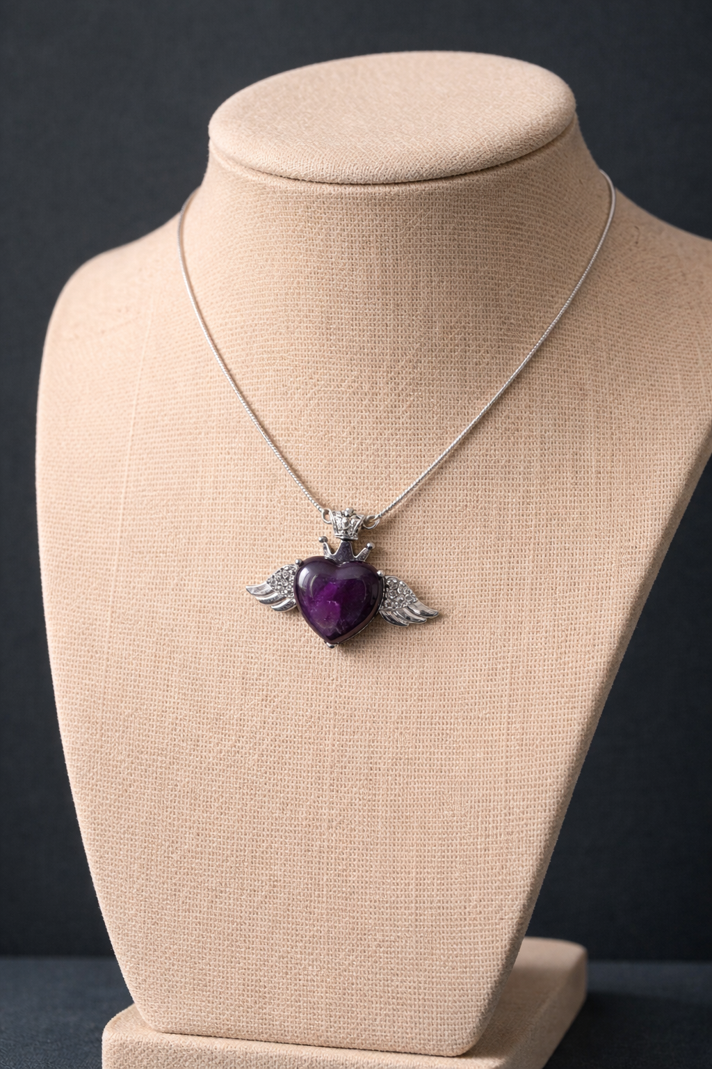 Amethyst Natural Pendant (Clarity and Spiritual Growth) Heart Shape by Leeshade