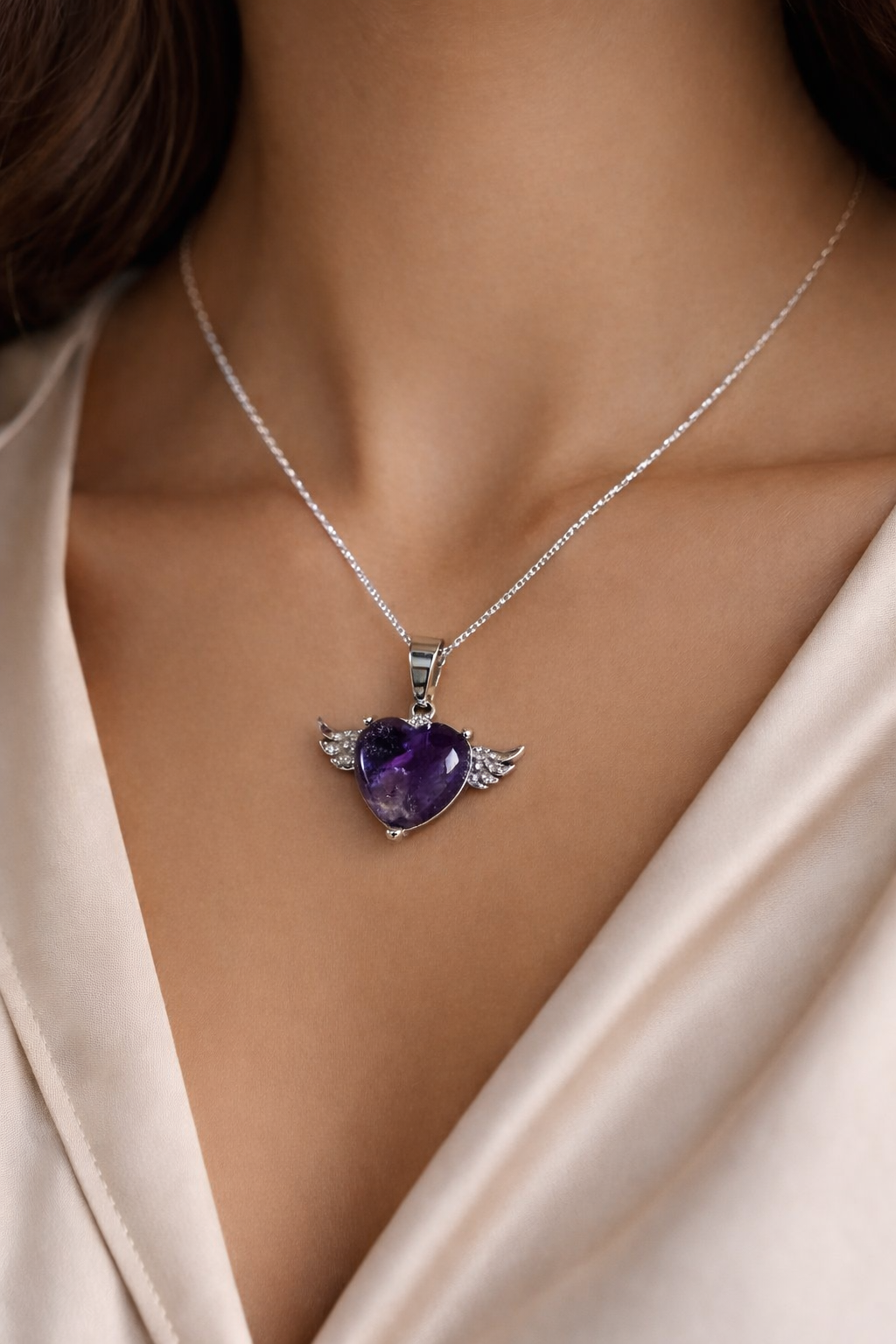 Amethyst Natural Pendant (Clarity and Spiritual Growth) Heart Shape by Leeshade