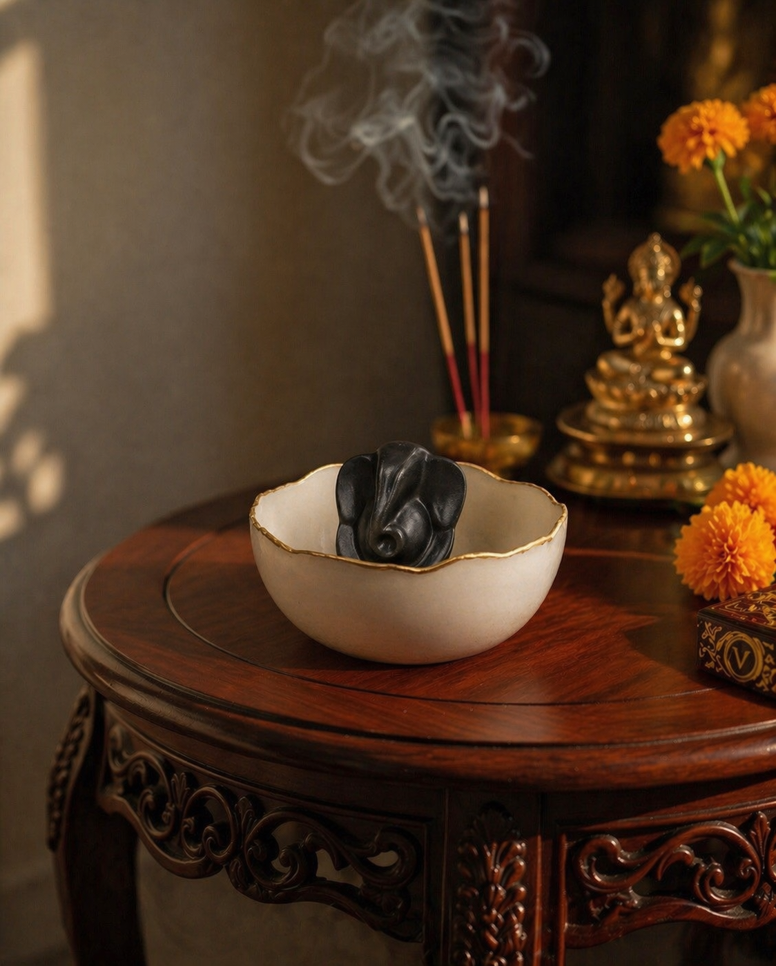 Ganesha Abundance Bowl — Pyrite Money Bowl for Wealth & Positive Energy by Leeshade